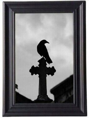 Black raven beautiful On Cross frame photo print  gothic punk rock  Goth Oddy